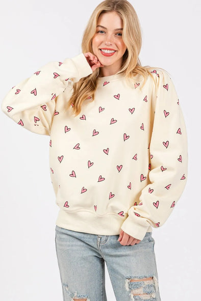 SAGE FIG Sweatshirt mit kontrastierendem Herz-Print und langen Ärmeln