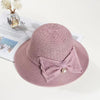 Hat Pearl Summer Women's Breathable Foldable Pearl Bow Sun Protection