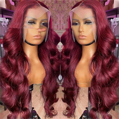 Wine Red Human Hair Wig