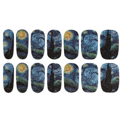 14pcs Nail Sticker Glitter Starry Sky