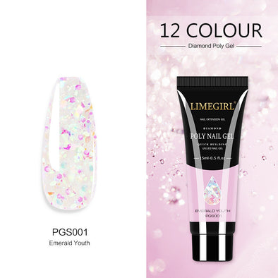 12 farbe Nail art Glitter Pulver Verlängerung Gel Nail art Pailletten Verlängerung Gel Schmerzlos