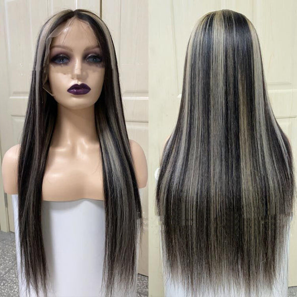 Piano Color Highlight P1bGrey Highlight Straight Wig Human Hair Wig