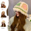 Handmade Knitted Woolen Warm Furry Hat Showing Face Small Bucket Cap