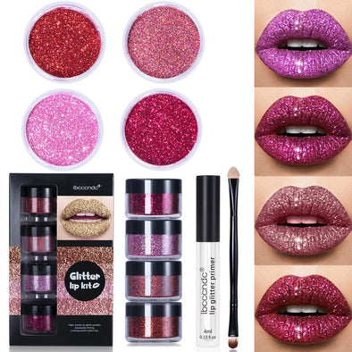 Glitzer-Lipgloss, Lippenstift, glänzend, DIY-Lipgloss, Diamant, wasserfest, langanhaltend, Lipgloss-Set mit Lippengrundierung, Lippentönung, Lippen-Make-up