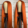 Split Orange Long Straight Chemical Fiber Lace Free Wig