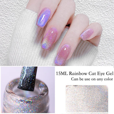 Glänzender Nagellack „Cat Eye“ in Regenbogenfarben