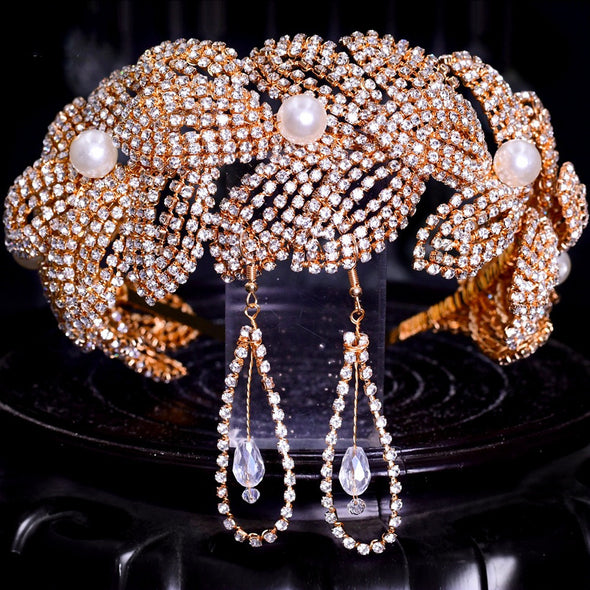 New Rhinestone Leaf Handmade Hair Band