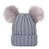 Autumn And Winter Baby Knitted Wool Double Fur Ball Sleeve Cap