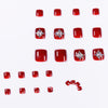 Summer Wine Red White Pearl Rhinestone Wear Nail Finished Product Fake Nails Nail Stickers Toenail Patch Removable Toenail