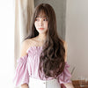 Wig female long hair micro-roll long curly hair big wave fluffy natural realistic chemical fiber wig