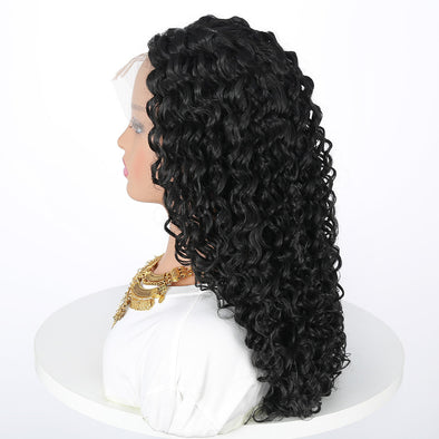 Women's Fashion Front Lace Long Curls Wig Chemical Fiber Head Cover