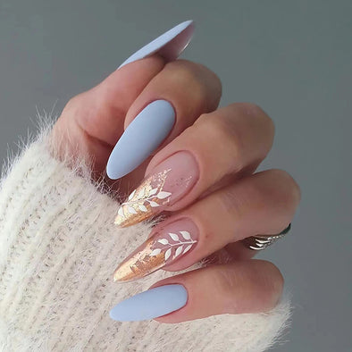 Matte Blue Platinum Leaf Manicure Patch