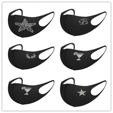 Black Color Diamond Letter Diamond Sticker Mask