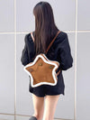 Suede Badge Five-pointed Star Backpack Vintage Furry Shoulder Bag