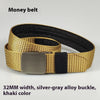 32MM Black Alloy Buckle Nylon Belt Women's Outdoor Security Multifunctional Anti-theft