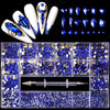 21 Grid Boxed Nail Strass Flache Glas Nagel Strass Schmuck Set