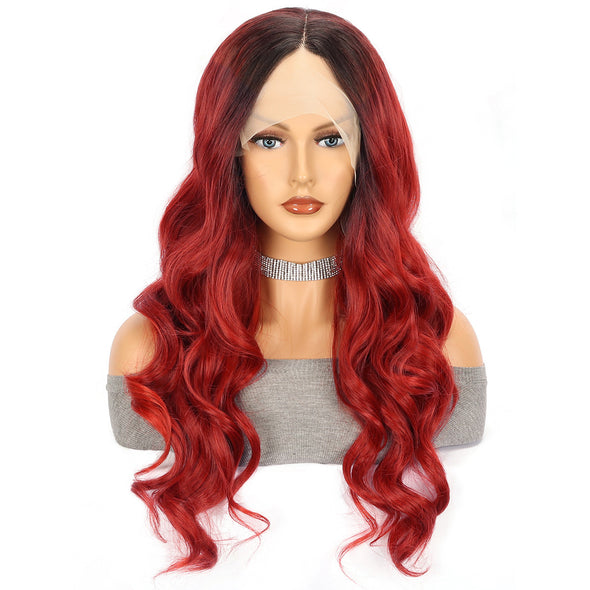 Red Large Wave Long Curly Hair Chemical Fiber Head Cover