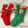 Cute Cartoon Christmas Socks Solid Cotton Middle-tube Socks For Adults And Children