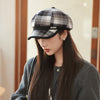 British Style Retro Plaid Octagonal Hat Autumn And Winter