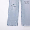 Women's Fashion Holes Decorative Mid-waist Wide-leg Jeans