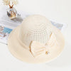 Hat Pearl Summer Women's Breathable Foldable Pearl Bow Sun Protection