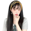 Wig Women's Long Hair Lazy Headband Black Long Straight Hair Half Headgear Style