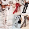 Christmas Multicolor Rope Bow Thigh High Socks