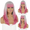 Wig Female Gray Air Straight Bangs Long Hair Slightly Curly Wig Head Cover