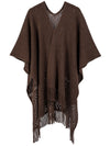 Warp Knitted Solid Color Tassel Thin Hollow Shawl