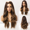 Medium Gradient Brown Highlight Wig Female