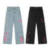 Sweet Cute Butterfly Wash Denim Trousers