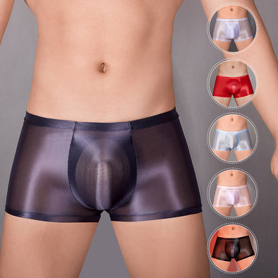 Ölglänzende, U-konvexe, ultradünne, transparente, bequeme Stretch-Shorts für Herren