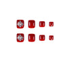 Summer Wine Red White Pearl Rhinestone Wear Nail Finished Product Fake Nails Nail Stickers Toenail Patch Removable Toenail