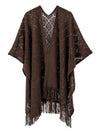 Warp Knitted Solid Color Tassel Thin Hollow Shawl