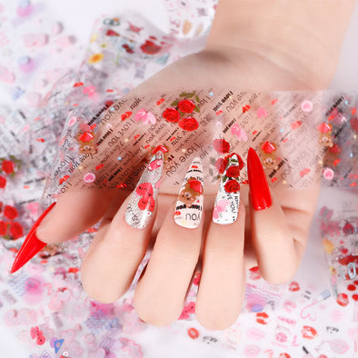 Nail Art Valentinstag Schmetterling Blume Sternenpapier