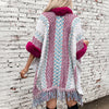 Women's Striped Knitted Tassel Cloak Loose Ethnic Style