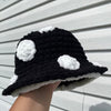 Cute Mob Cap Handmade Knitted Plush Bonnet