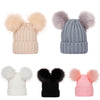 Autumn And Winter Baby Knitted Wool Double Fur Ball Sleeve Cap