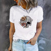 Sommer Damen T-Shirt mit Rundhalsausschnitt und Grafikdruck