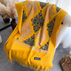 Autumn And Winter Cashmere-like Embroidered Scarf Female Tassel Floral Thickening