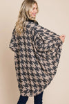 BOMBOM Houndstooth Open Front  Knit Cardigan