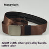 32MM Black Alloy Buckle Nylon Belt Women's Outdoor Security Multifunctional Anti-theft