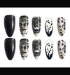 Long Almond Water Drop Fake Nail Patch Halloween Skull Wear Manicure