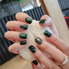 Fashionable Detachable Nail Piece Emerald Flashing Diamond Wearable Nail Art Finished Product 24 Fake Nail Patches