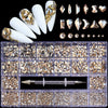 21 Grid Boxed Nail Strass Flache Glas Nagel Strass Schmuck Set