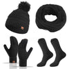 Winter Female Cap Scarf Gloves And Socks Four-piece Set