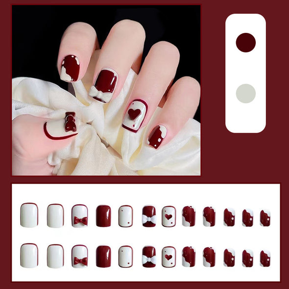 Nail Patch Fake Nail Removable Nail Piece Strawberry Flow Heart Butterfly Wear Finished Short Style