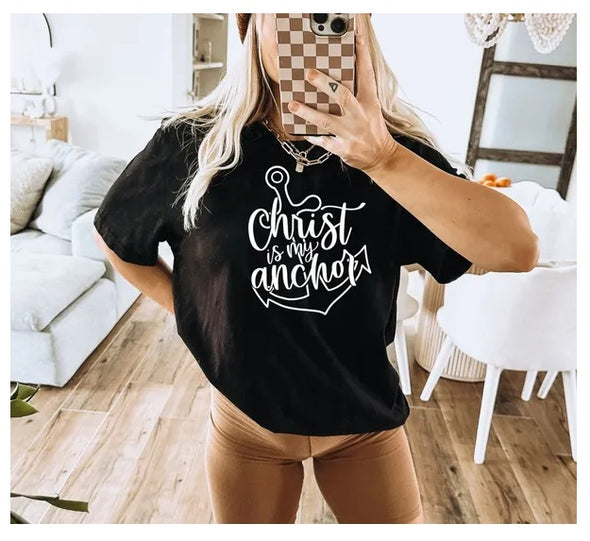 Christ Is My Anchor T-shirt, Wedding Gift, Faith Tshirt, Religious Best Friend, Jesus Shirt, Anchored Shirt, Christian Tee, Bible Verse Top