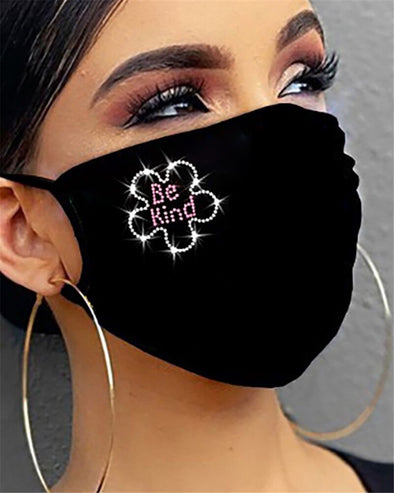 Riding Mask Cotton Dustproof Black Fashion Flashing Diamonds With Rhinestones