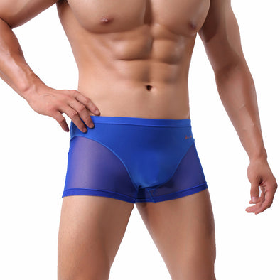 Nude Feel Comfortable Men's Stitching Thin Ice Silk Boxers